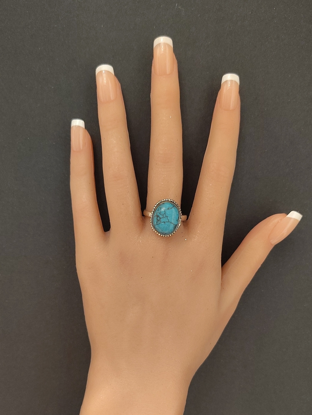 Turquoise 925 Silver Ring Size 10 1/4 - Picture 6 of 8
